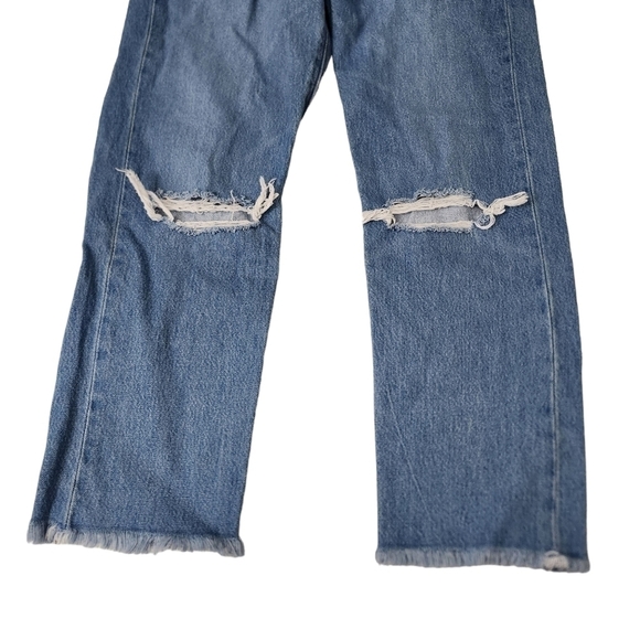 Levis Wedgie Straight Jeans 26 High Rise Premium Button Fly Distressed Raw Hem - Picture 4 of 13